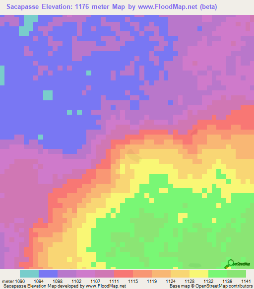 Sacapasse,Angola Elevation Map