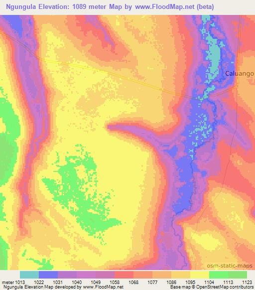 Ngungula,Angola Elevation Map
