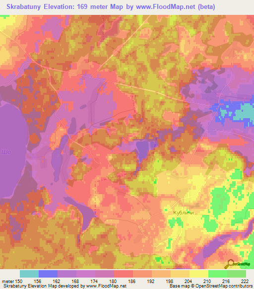 Skrabatuny,Belarus Elevation Map