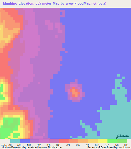 Munhino,Angola Elevation Map