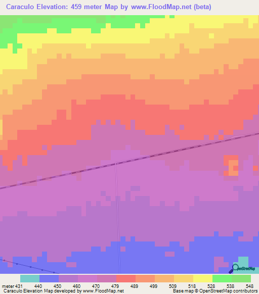 Caraculo,Angola Elevation Map