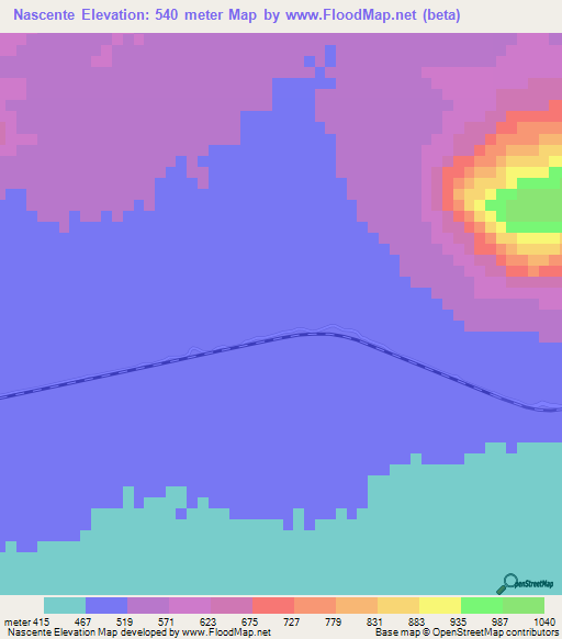 Nascente,Angola Elevation Map