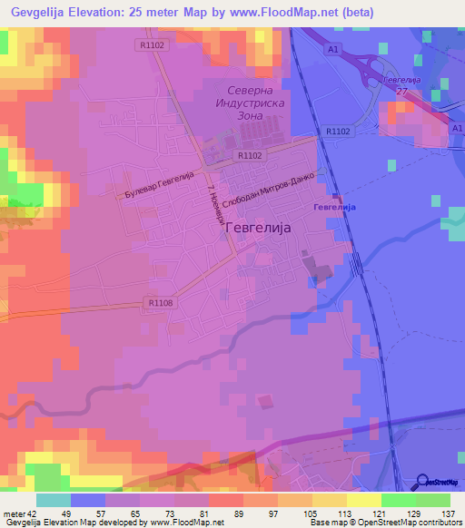 Gevgelija,Macedonia Elevation Map