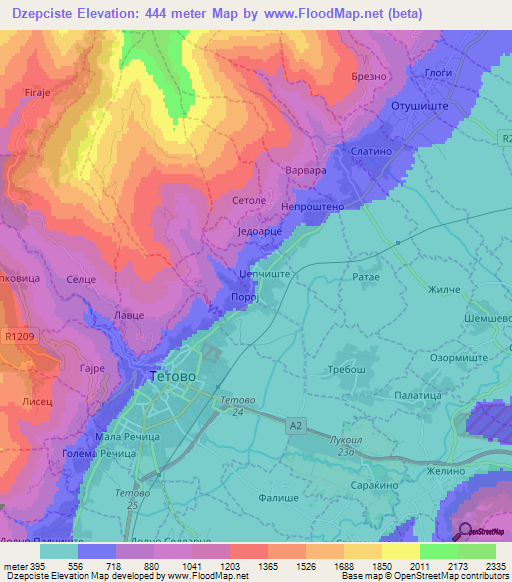 Dzepciste,Macedonia Elevation Map