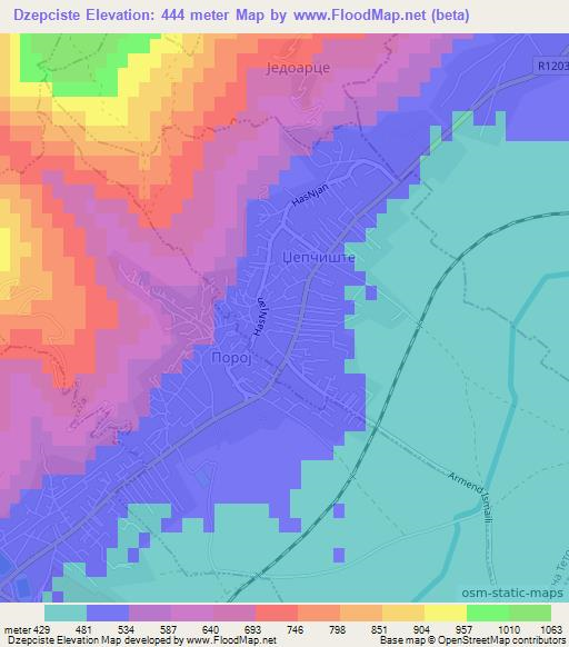 Dzepciste,Macedonia Elevation Map