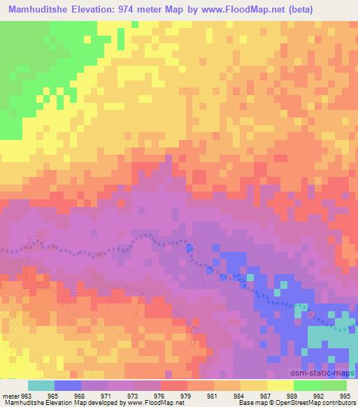 Mamhuditshe,Botswana Elevation Map