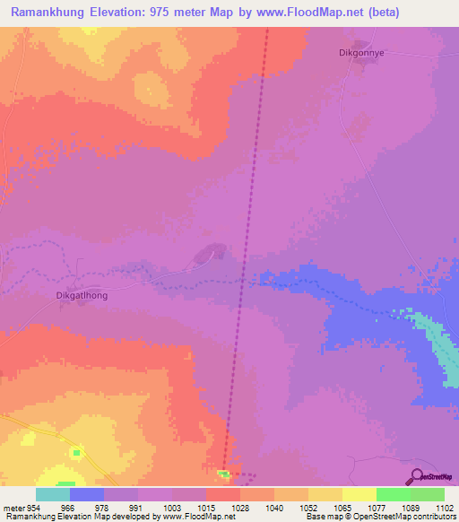 Ramankhung,Botswana Elevation Map