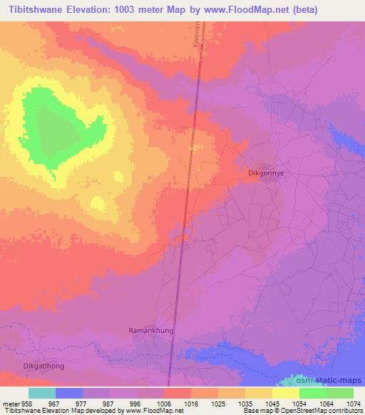 Tibitshwane,Botswana Elevation Map