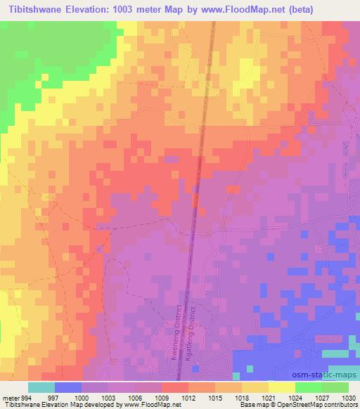 Tibitshwane,Botswana Elevation Map