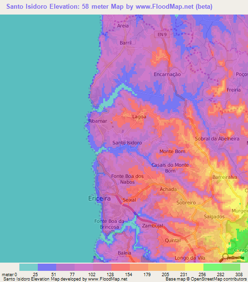 Santo Isidoro,Portugal Elevation Map