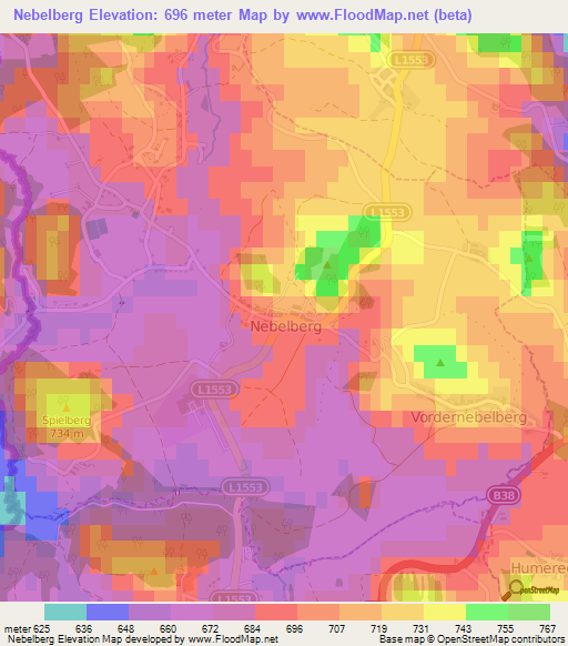 Nebelberg,Austria Elevation Map