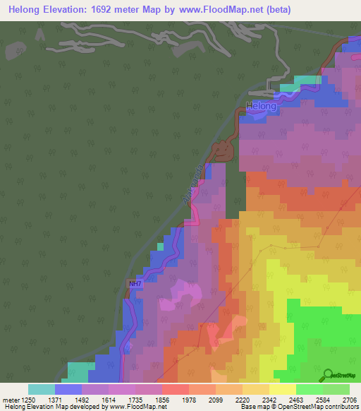 Helong,India Elevation Map