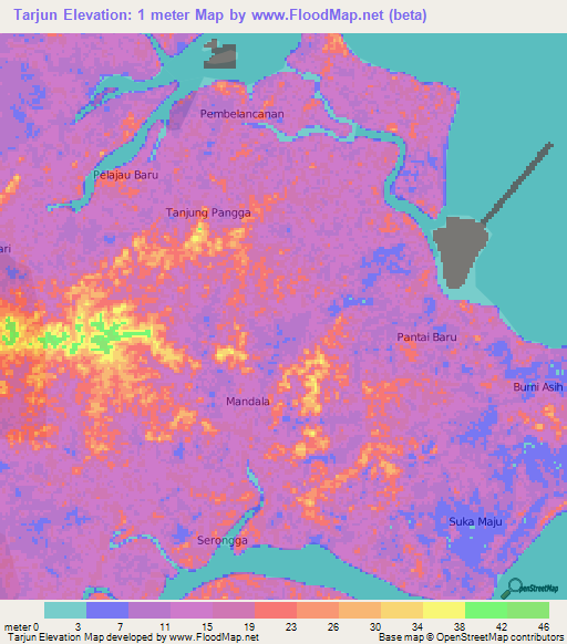 Tarjun,Indonesia Elevation Map