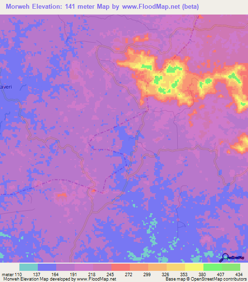 Morweh,Liberia Elevation Map