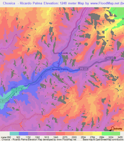 Chosica  - Ricardo Palma,Peru Elevation Map