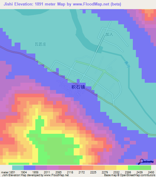 Jishi,China Elevation Map