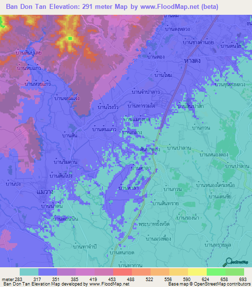 Ban Don Tan,Thailand Elevation Map