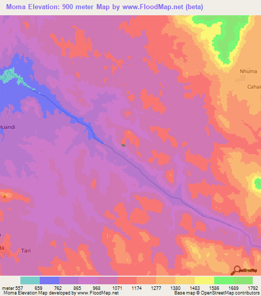 Moma,Angola Elevation Map