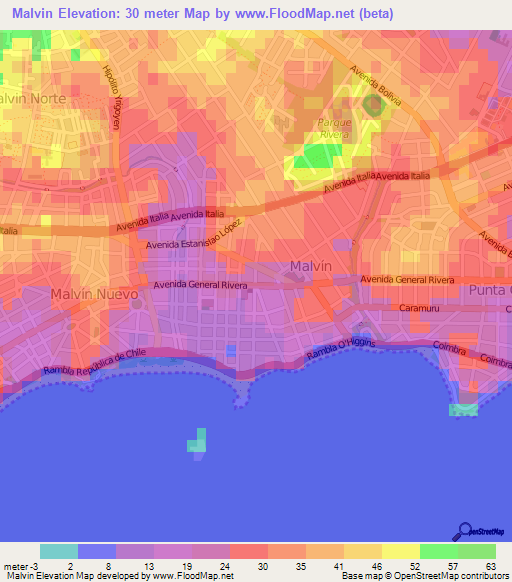 Malvin,Uruguay Elevation Map