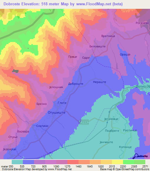 Dobroste,Macedonia Elevation Map