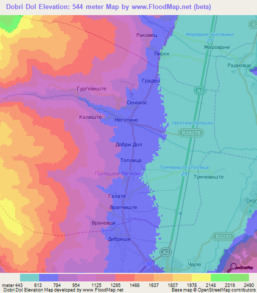 Dobri Dol,Macedonia Elevation Map