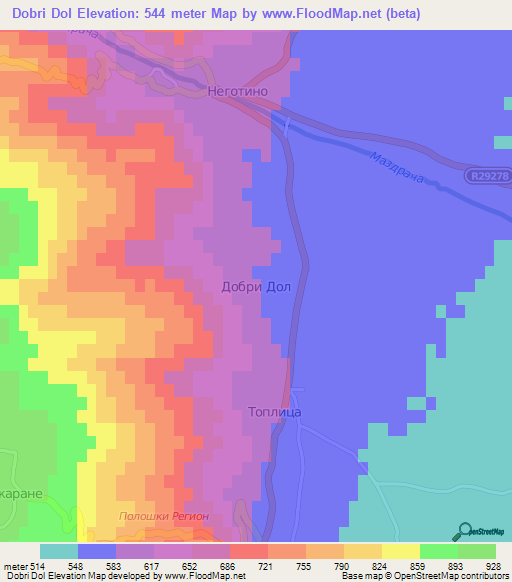 Dobri Dol,Macedonia Elevation Map