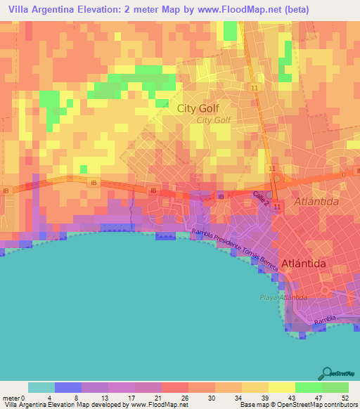 Villa Argentina,Uruguay Elevation Map