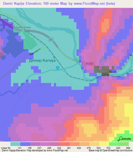 Demir Kapija,Macedonia Elevation Map