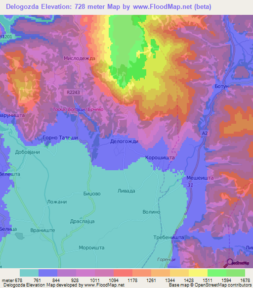Delogozda,Macedonia Elevation Map