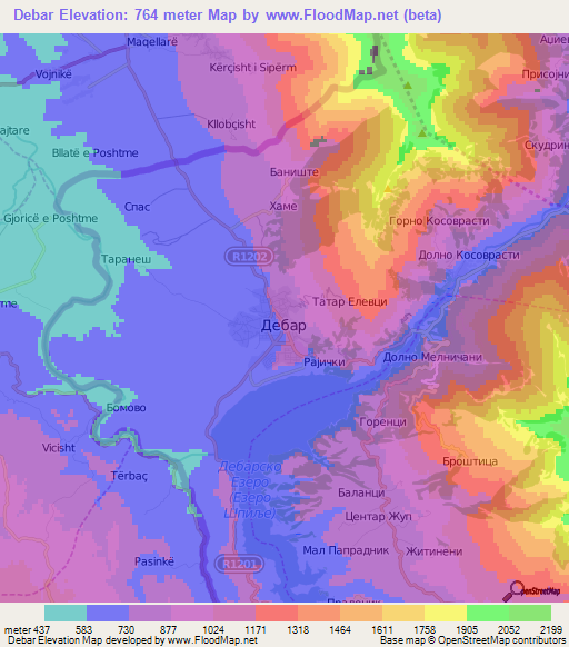 Debar,Macedonia Elevation Map