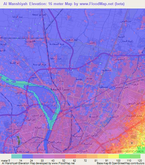 Al Manshiyah,Egypt Elevation Map