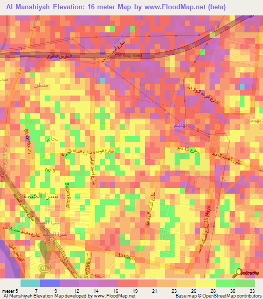 Al Manshiyah,Egypt Elevation Map