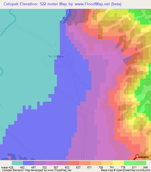 Celopek,Macedonia Elevation Map