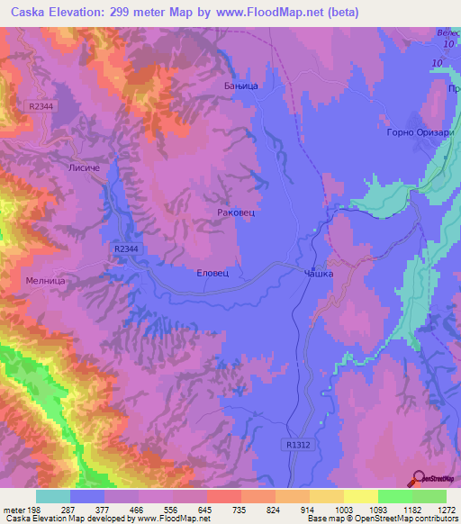 Caska,Macedonia Elevation Map