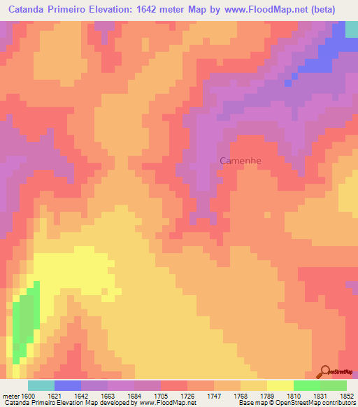 Catanda Primeiro,Angola Elevation Map
