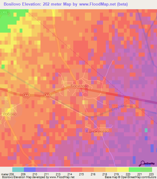 Bosilovo,Macedonia Elevation Map