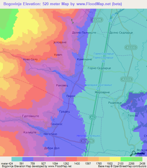 Bogovinje,Macedonia Elevation Map