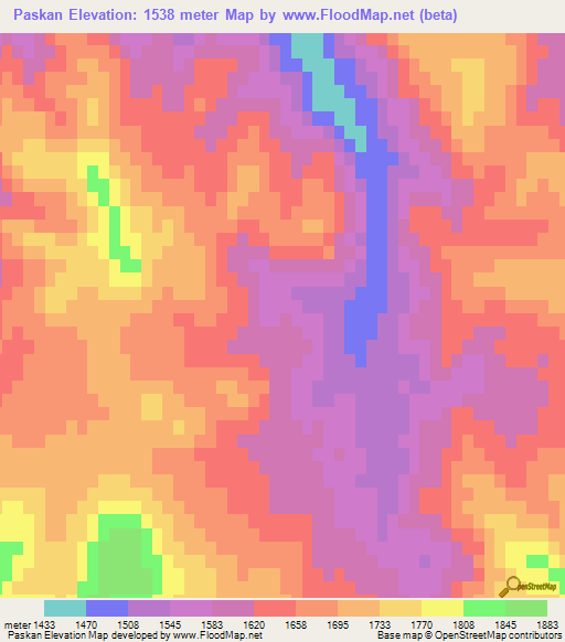 Paskan,Iran Elevation Map