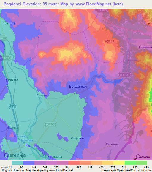 Bogdanci,Macedonia Elevation Map