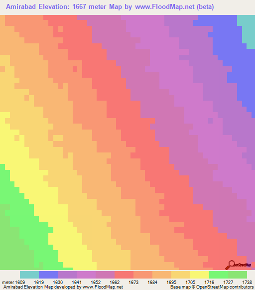 Amirabad,Iran Elevation Map