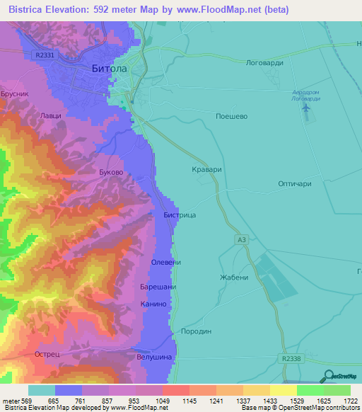 Bistrica,Macedonia Elevation Map