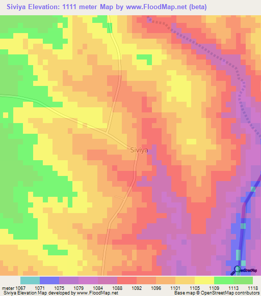 Siviya,Botswana Elevation Map