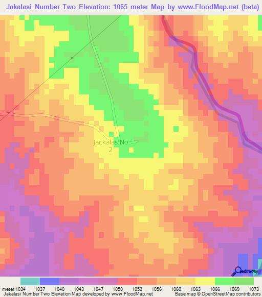 Jakalasi Number Two,Botswana Elevation Map