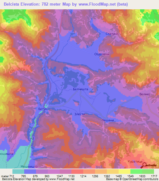 Belcista,Macedonia Elevation Map