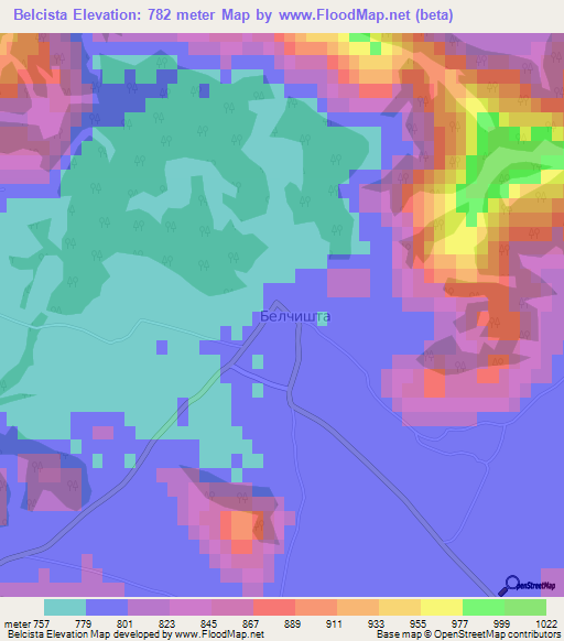 Belcista,Macedonia Elevation Map