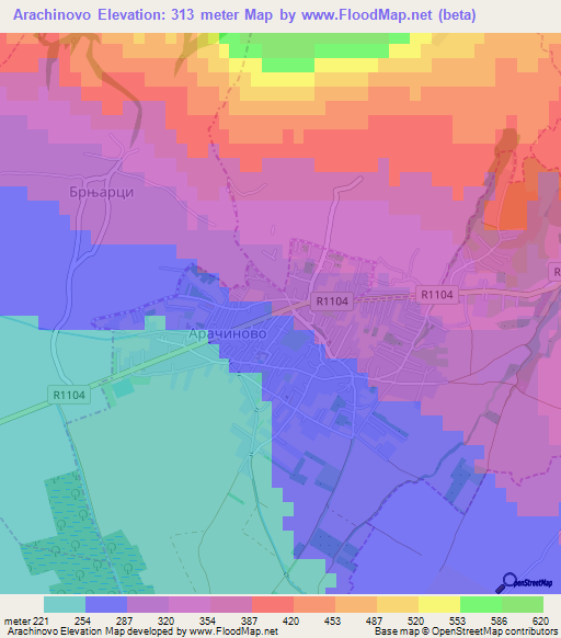 Arachinovo,Macedonia Elevation Map