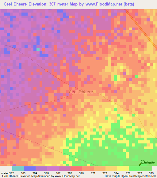 Ceel Dheere,Somalia Elevation Map