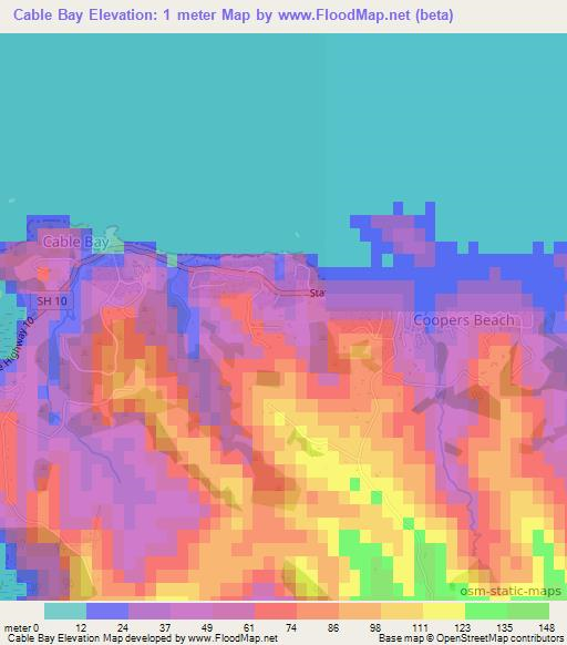 Cable Bay,New Zealand Elevation Map