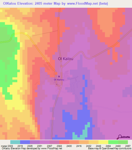 OlKalou,Kenya Elevation Map