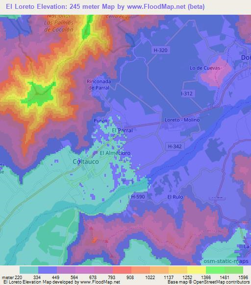 El Loreto,Chile Elevation Map